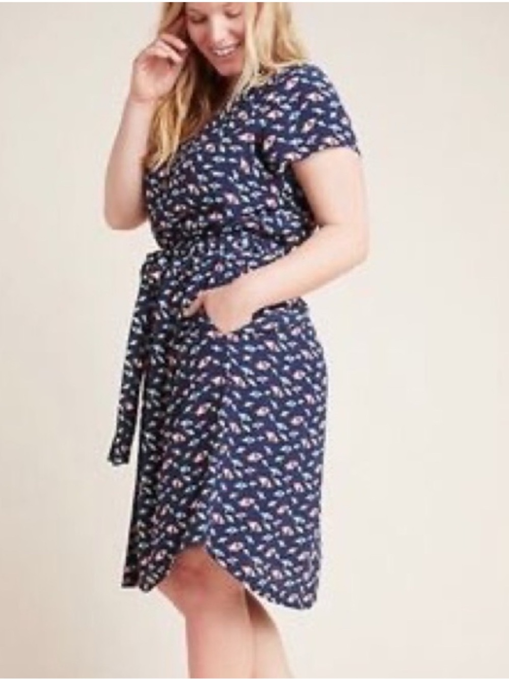 MAVE  BY Anthropologie Navy Umbrella-Print Button Front Dress  size 4